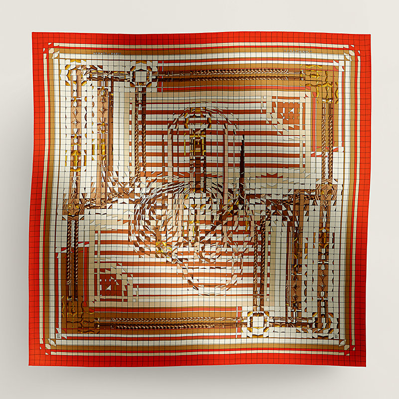 Coaching Deja-Vu shawl 140 - Orange | Hermès UK Coaching Deja-Vu shawl 140 - Orange | Hermès UK